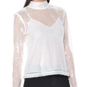 STAUD White Sequin Top